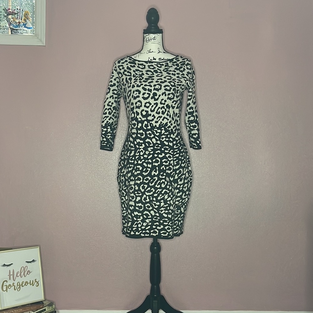 Animal print sweater dress, Knit, woven - Picture 1 of 6